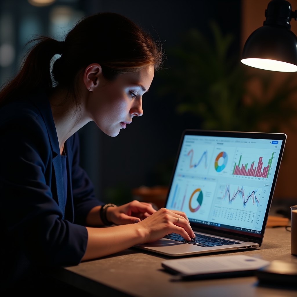 Analiza trendów w marketingu cyfrowym na ekranie laptopa
